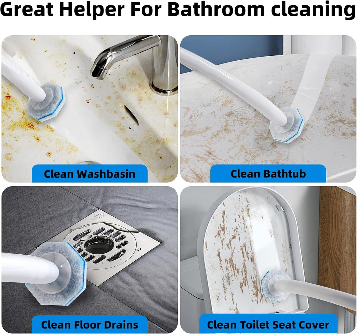 30Pcs Disposable Toilet Wand Refills Easy Cleaning Toilet Bowl Fiber Wand Heads Compatible with Most Toilet Brushes