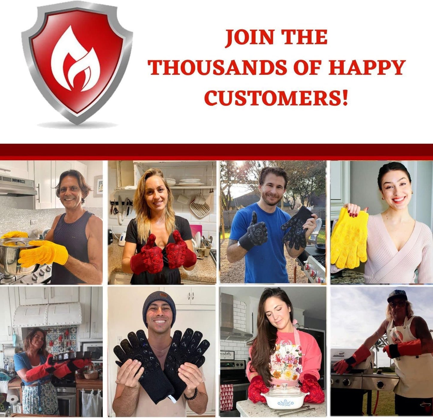 Grill Armor Oven Gloves 932°F Extreme Heat & Cut Resistant Oven Mitts with Fingers for BBQ, Cooking, Grilling, Baking – Accessory for Smoker, Cast Iron, Fire Pit, Camping, Fireplace, Griddle & More