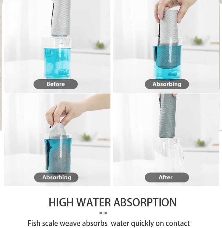 Streak Free Fish Scale Microfiber Cleaning Cloth Window,Car,Mirror,Screen,Windshield, Lint-Free Dish Glass Drying Polishing Kitchen Towels, 8 pcs Mixed Colors (Pink, Blue, Grey), 11.8'' x 15.7''