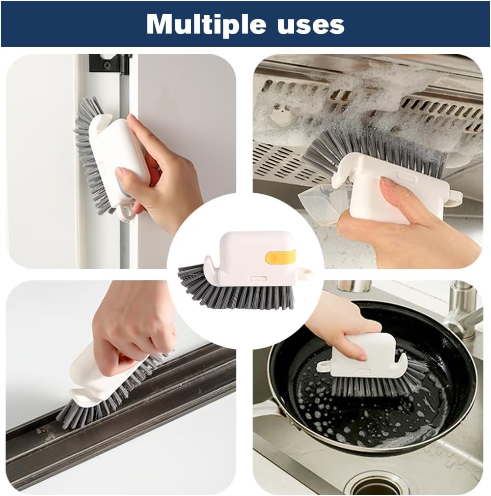 3 in 1 Groove Cleaning Brush, 2025 New Multifunction Window Track Cleaner Brush, Hanging Hard Bristle Cleaner Brushes for Kitchen (Grey)