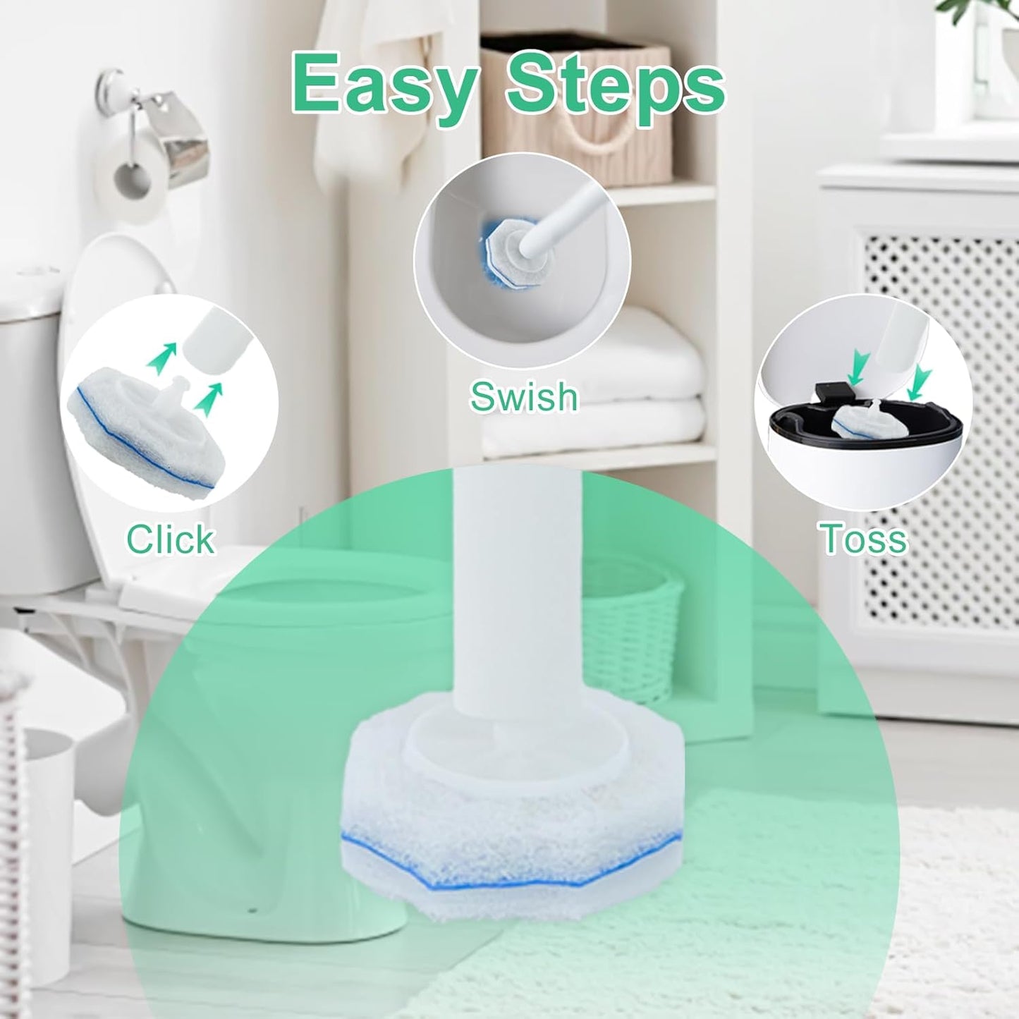 100 Count Toilet Wand Refills for Clorox, Disposable Toilet Brush Compatible with Clorox ToiletWand Cleaning System, Upgrade Fiber Bowl Cleaner Brush for Closestool Cleaning