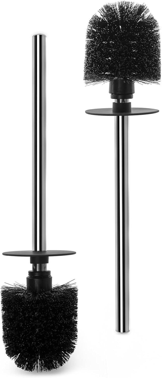 2 Pack Toilet Bowl Cleaning Brush Set for Bathroom, No Assembly and No Scratching Toilet Bowl, 304 Anti-Rust Handle