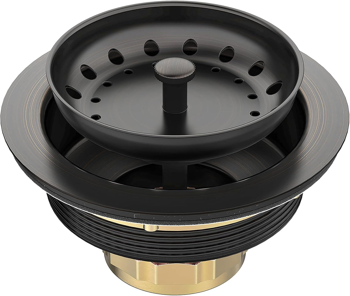 BOTEMY Stainless Steel Bronze Sink Drain Strainer Kit 3-1/4 inch Kitchen Drain Assembly with Metal Center Knob Basket Stopper Replacement for Standard Kitchen Sinks, Oil Rubbed Bronze