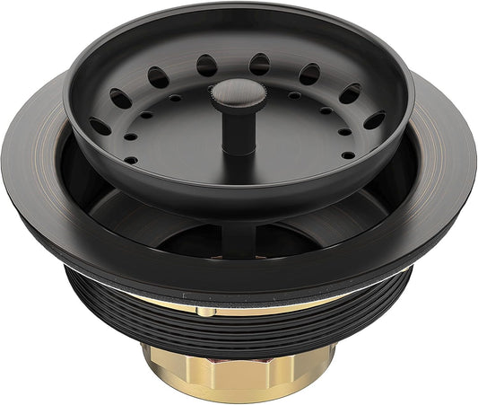 BOTEMY Stainless Steel Bronze Sink Drain Strainer Kit 3-1/4 inch Kitchen Drain Assembly with Metal Center Knob Basket Stopper Replacement for Standard Kitchen Sinks, Oil Rubbed Bronze