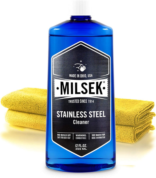 Milsek Stainless Steel Cleaner & Microfiber Cloth, 12-Ounce