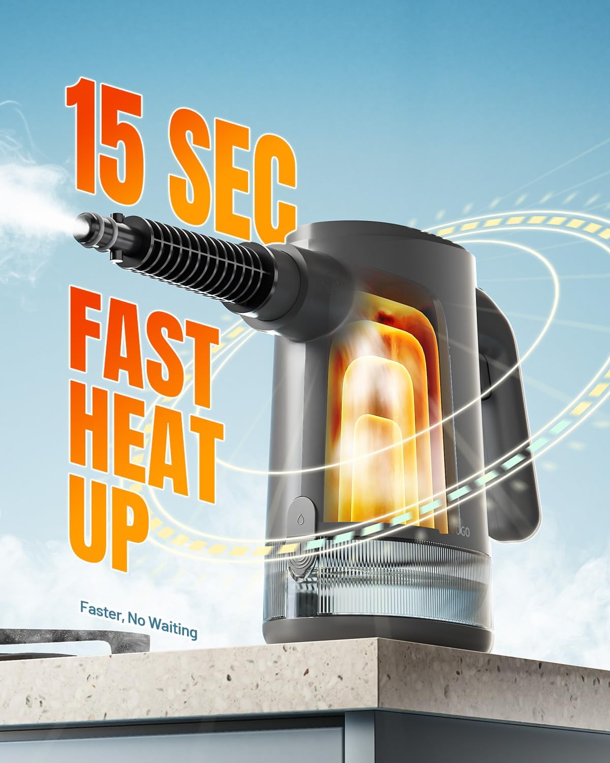 Handheld Steam Cleaner for Home, Portable Steamer Cleaner with 12 Accessories, 15S Fast Heat Up, Steam Adjustable, Steamer for Cleaning Grout, Floor, Kitchen, Bathroom, Windows, Black