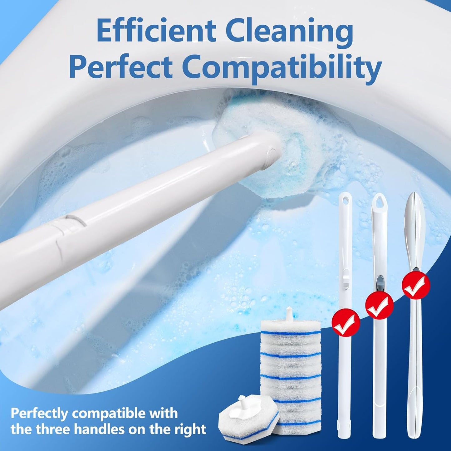 100 Count Disposable Toilet Bowl Wand Refills Prefilled with 2X Cleaning Solution, Compatible with Most Toilet Brush Handles, Not Fall Apart, Fresh Scent,