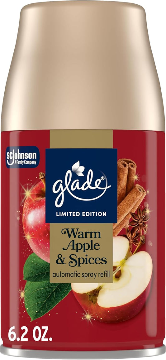 Glade Automatic Spray Refill, Warm Apple & Spices, Scented Air Freshener for Home and Bathroom, 6.2 Oz