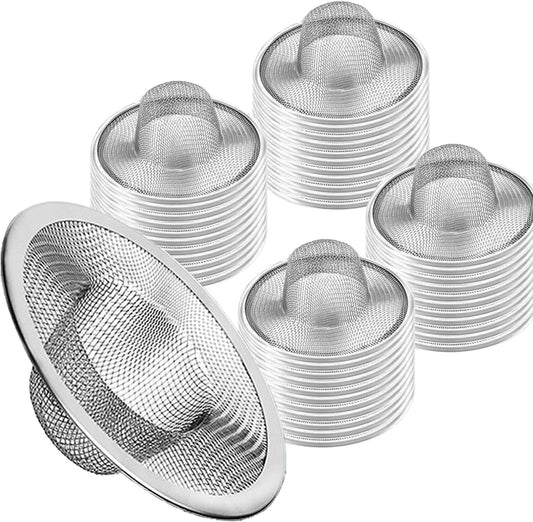 50pcs Heavy Duty Stainless Steel Slop Basket Filter Trap, 2.75" Top / 1" Mesh Metal Sink Strainer,Perfect for Kitchen Sink/Bathroom Bathtub Wash Basin Floor Drain Balcony Drain Hole,Utility…