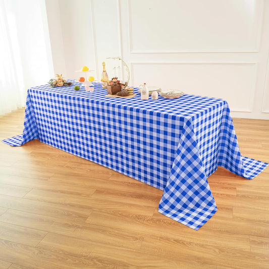 Classic Gingham Buffalo Tablecloth Fabric - Oblong 90x132 Inch Water Proof Checkered Table Cloth for Indoor Outdoor - Table Cover for Birthday, Picnics, BBQs, and Parties