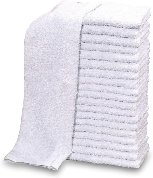 GOLD TEXTILES 60 PC New Cotton Blend White Restaurant Bar Mops Kitchen Towels 28oz (5 Dozen) (60, White)